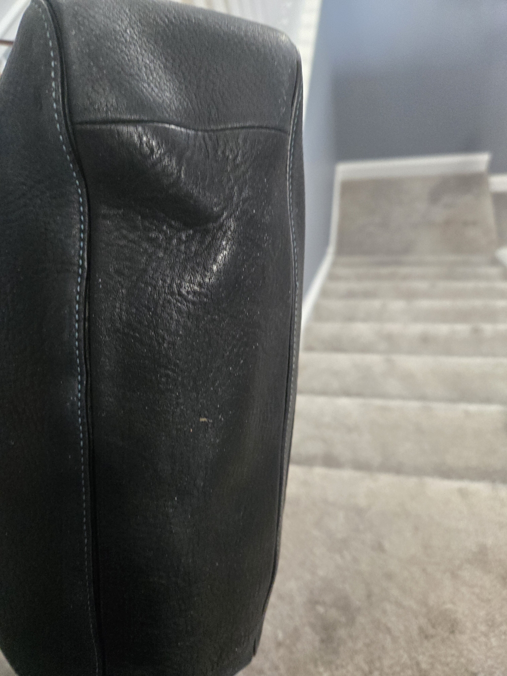 Coach Black Pebbled Leather Shoulder Bag with Brown Strap - Picture 5 of 8